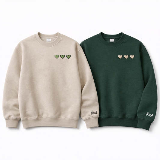 Couple Pixel Hearts Sweatshirt