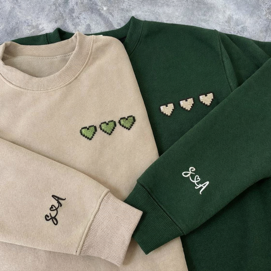 Couple Pixel Hearts Sweatshirt